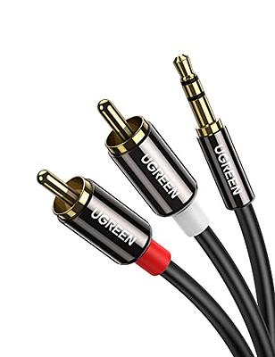 Poyiccot RCA to 1/4 Adapter Cable, 6.35mm 1/4 inch TRS Stereo Jack Female  to 2 RCA Male Plug Y Splitter Adapter Cable 25cm/10inch (635F-2RCAM)