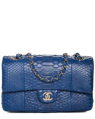 Chanel Limited Edition Bleu Electrique Python Leather Classic