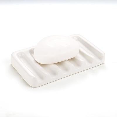 Soap Dish, Ceramic Self Draining Soap Holder, Beige Bar Soap