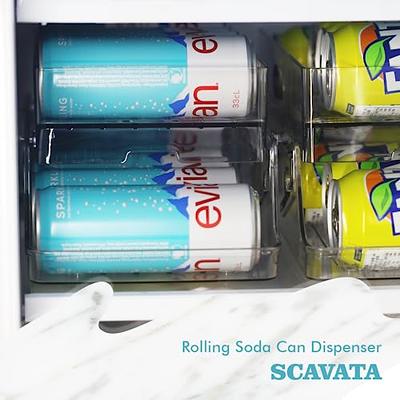 SCAVATA 2 Pack Soda Can Organizer for Refrigerator, Stackable Canned Food  Pop Cans Container Can Holder Dispenser with Lid for Fridge Pantry Rack  Freezer, Clear Plastic Storage Bins-Holds 12 Cans Each 