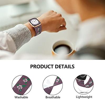 Stretchy Nylon Solo Loop Compatible with Apple Watch Band 38mm 40mm 41mm  42mm 44mm 45mm for Women Men, Adjustable Sport Elastic Wristbands Braided