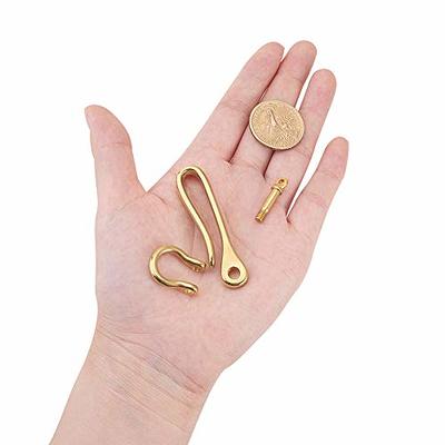 PH PandaHall Fish Hook Keychain, Brass Key Ring Golden Solid U Shape Key  Hook Belt Keyring