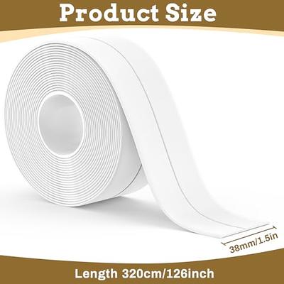 1 Pack Tape Caulk Strip,Wide PVC Waterproof Self Adhesive Tape for Bathtub Bathroom Shower Toilet Kitchen and Wall Sealing Protector, White, Size