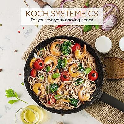 KOCH SYSTEME CS 11 Grey Non stick Granite Stone Frying Pan with Lid,  Toxin-free Granite Nonstick Coating Cookware, Ultra Nonstik Skillet with