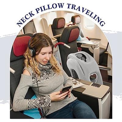 Inflatable Travel Pillow Neck Lumbar Support for Airplane Train Car Home  Office