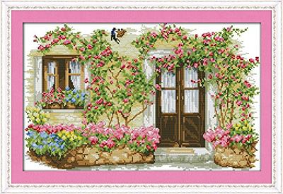 Joyhoor Cross Stitch Kits for Beginners Stamped Cross-Stitch Supplies  Needlework preprint Embroidery Kits for Adults DIY Needlepoint Kits  Embroidery