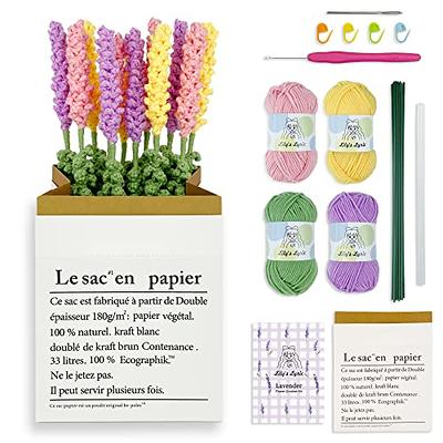 Lily's Lyric Flower Crochet Kit, Lavender Flower with Paper Bag, Step-by-Step Video Tutorial for Adults Teenagers