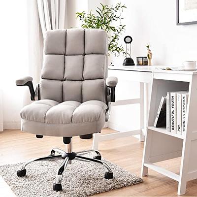 Mid-Back Home Office Desk Chair PU Padded - Beige