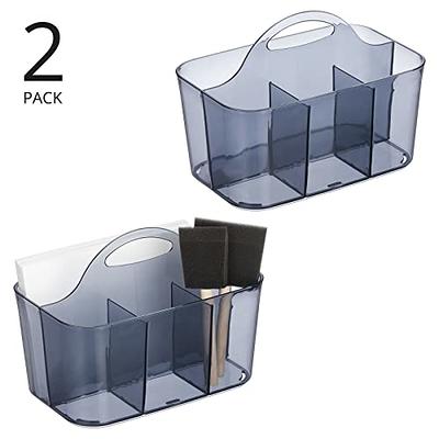 mDesign Plastic Portable Craft Storage Organizer Caddy Tote, Divided Basket  Bin with Handle for Crafts, Sewing, Art Supplies - Holds Brushes, Colored