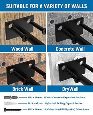 6 Pack Heavy Duty Shelf Brackets 8 inch, Floating Shelf  Brackets(1/5”-Thick), L-Shaped Wall Shelf Brackets Hidden & Decorative  Shelf Bracket Black