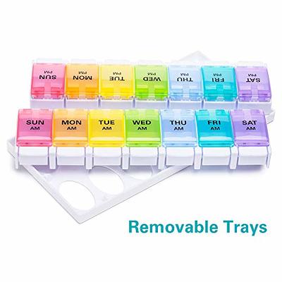 Portable Rainbow 7-Day Pill Organizer with Pop-up Buttons, Travel