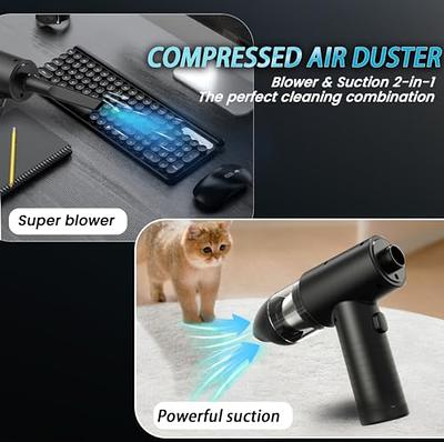 Powerful Air Blower for Computer Cordless Air Duster Vacuum Cleaner  Wireless Air Gun Dual Use Duster for PC,Car,Keyboard