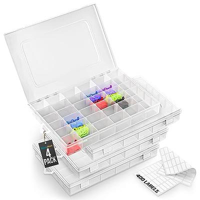 BeadNKnot Clear Plastic Organizer Box Pack of 4, Bead Storage Containers  with 36 Grid Compartments, Bead Organizer and Storage with Removable  Dividers