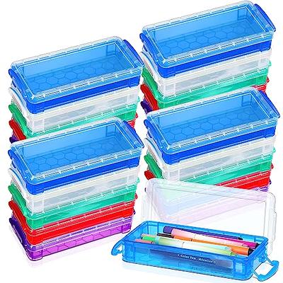 Large Pencil Box, Hard Pencil Case Organizer, Durable Plastic Supply Box  for Crayon Brush Painting School Supplies, Stackable Design Pencil Storage