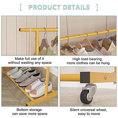 Sywhitta Double Rod Clothing Garment Rack, Rolling Clothes Organizer on  Wheels for Hanging Clothes, Easy to Assemble, Adjustable, Gold - Yahoo  Shopping