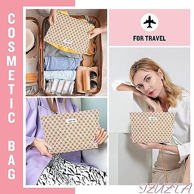 Unique Bargains Women's Large Travel Cute Cherry Pattern Cotton Makeup Bags  and Organizers White