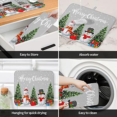 Dish Drying Mat for Kitchen Counter,Christmas Snowman Tree Gift Absorbent  Dish Drainer Mats Fast Dry,Snow Snowflake on Grey Washable Microfiber Dishes  Draining Pad for Sink 18x24In - Yahoo Shopping