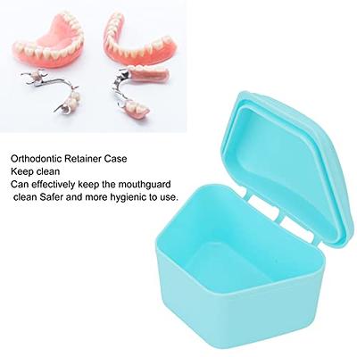 Pack of 2 Retainer Cases Retainer Containers with Vent Holes Orthodontic  Dental Retainer Boxes for Denture Invisalign Braces Mouth Guard (Red, Blue)