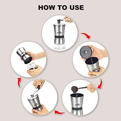 Millware Manual Coffee Grinder Set with 8 Adjustable Coarseness, Hand Mill  Conical Burr for Espresso Beans, French Press, Pour Over, Drip Rustproof, 2