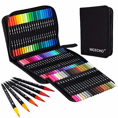 Shuttle Art 56 Colors Dual Tip Brush Pens Art Markers,Brush Tip with Fineliner