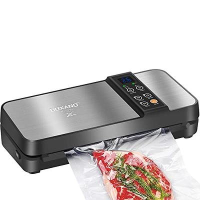 Bonsenkitchen Vacuum Sealer Machine, Stainless Steel Vacuum Food Sealer with 8-in-1 Vacuum Sealing System, 6 Food Vacuum Modes, Built-in Cutter and