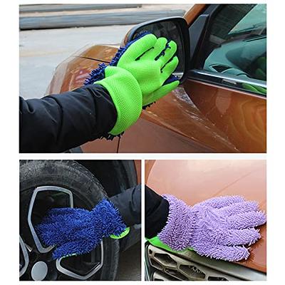 Car Wash Mitt & Sponge 2Pack, Chenille Microfiber Wash Mitt Auto