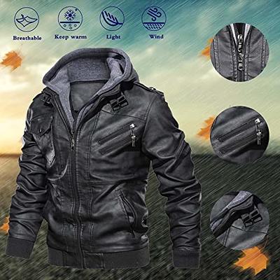 Leather Jackets Men Fleece