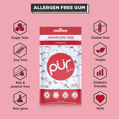 PUR Gum 3 Flavor Assortment Spearmint, Cinnamon, Peppermint