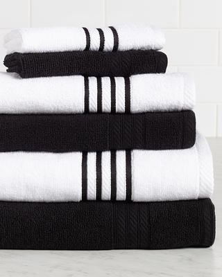 Modern Threads 2-Pack Reversible Contrast Stripe Bath Mat Set - Black