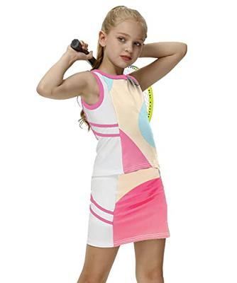 Kids Girls Dress Golf Tennis Outfits Solid Color Sleeveless Sports with  Shorts 