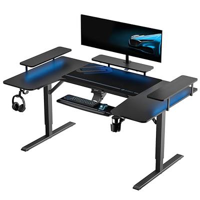 U-Shaped Desk with Tiltable Tabletop, L Shaped Computer Gaming