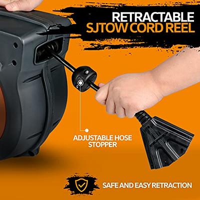 ReelWorks Extension Cord Reel Retractable 12AWG x 50' Foot 3C/SJTOW Glow  Strip Cable and Lightup Triple Tap Connector Advanced Slow Retraction  Technology (SRT) 