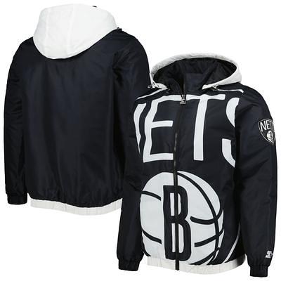 Men's Antigua Black Brooklyn Nets Logo Victory Full-Zip Hoodie