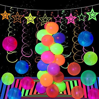 60Pcs Neon Balloons Glow in the Dark Balloons Neon Fluorescent Balloons for  Blacklight Party Birthday Wedding Supplies