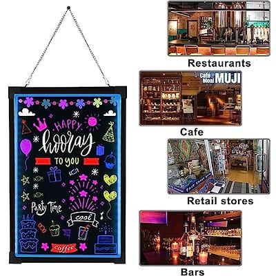 CELLANAN LED Message Writing Board, 16inch x 12inch Light Up Drawing Board Chalkboard Erasable Neon Doodle Flashing Sign with 10 Colors Markers for