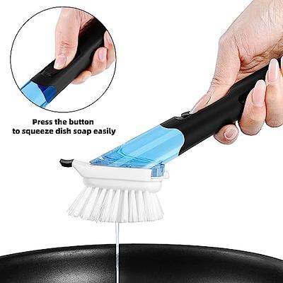 Dish Brush with Soap Dispenser, Kitchen Dish Scrubber Brush with Handle, Dishwashing Cleaning Scrubbers for Dishes/Pans/Pots, Black, 1P - Yahoo  Shopping