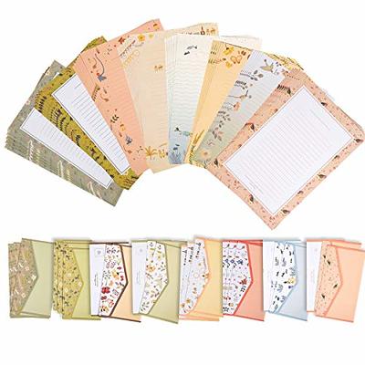 Anzon Mories Cute Stationary Writing Paper and Envelope Set (2 Sides Colored, 1 Side Lined) 48 Sheets, 24 Pcs Envelopes, Kawaii
