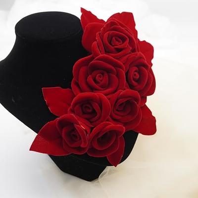 Silk Flower Brooch Red Brooch Bouquet Flower Pins Clothes 