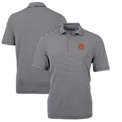 New Orleans Saints Cutter & Buck Throwback Logo Virtue Eco Pique Stripe  Recycled Big & Tall Polo - Gray