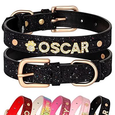 DIY Name Genuine Leather Rhinestone Letter Charms Cat Collar