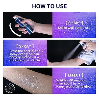 60ml Shiny Glitter Spray Glitter Spray For Body Hair Clothes Quick-drying  Body Shimmery Sparkle Spray For Nightclub Party Stage