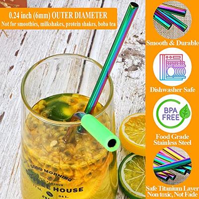 Metal Straw Reusable Rainbow Metal Drinking Straws With Brush