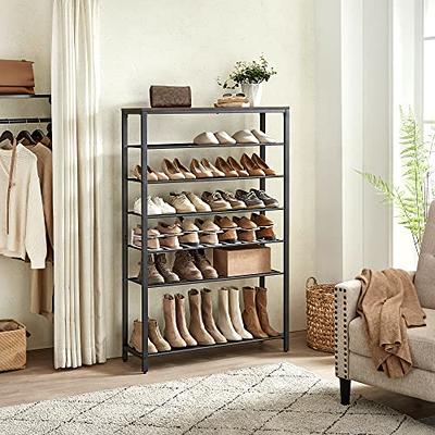 SONGMICS 12-Tier Shoe Rack Tall Metal Shoe Storage Organizer for Closet Set  of 2/6-Tier Big Stackable Shoes Rack Shelf Adjustable Feet & Slanted