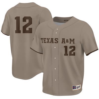 Men's #12 White Texas A&M Aggies Team Baseball Jersey