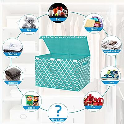 Toy Storage Organizer Box with Wheels Baby Clothes Storage Case Easy to Move Multipurpose Stackable Nursery Storage Basket for Closet Office Blue