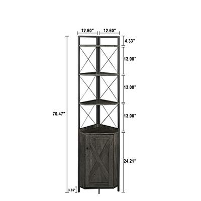 5 Tier Corner Shelf, Rustic Corner Storage Rack Plant Stand - White