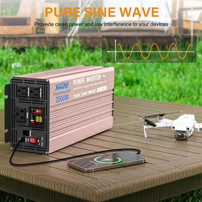 VEVORbrand Pure Sine Wave Inverter, 2000 Watt Power Inverter, DC 12V to AC  110V Car Inverter,for RV Truck, Car, Solar System, Travel Camping