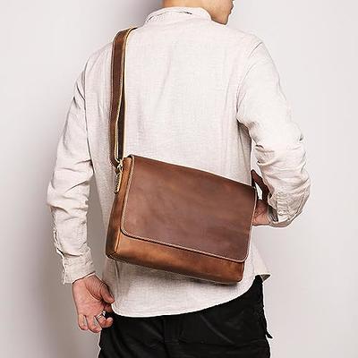 BAIGIO Men's Genuine Leather Shoulder Bag Business Crossbody Bag for Men  Casual Travel Messenger Bag - Real Leather Garments
