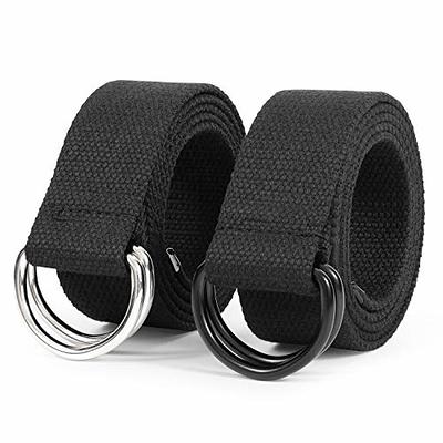 JASGOOD Canvas Belt, Black Web Casual Belt for Men with Double D Ring  Buckle for Cargo Shorts Set of 2 (Black,Fit Waist Size 28-32 inch) - Yahoo  Shopping