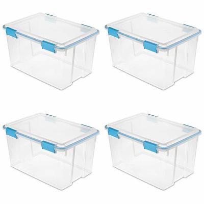 Sterilite 30 qt Clear Plastic Stackable Storage Bin w/ Grey Latch Lid (18 Pack)